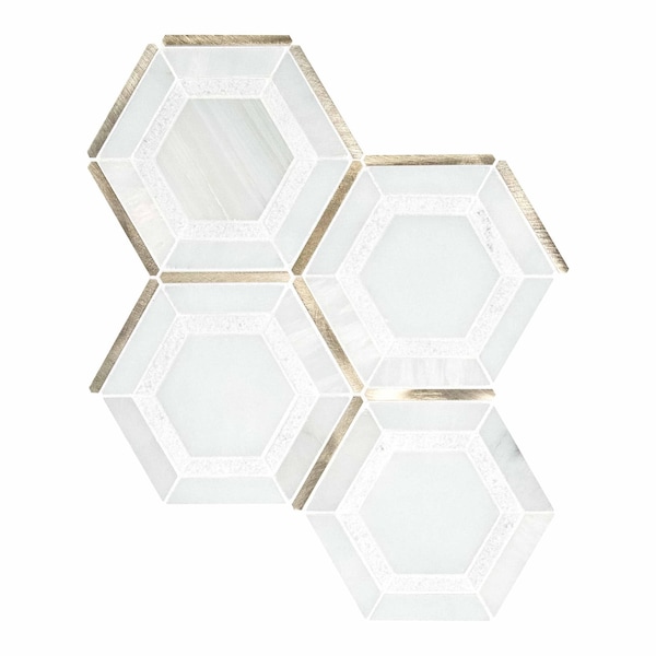 Msi Medici Gold Pattern SAMPLE Stone Metal Blend Mesh-Mounted Mosaic Tile ZOR-MD-0328-SAM - main